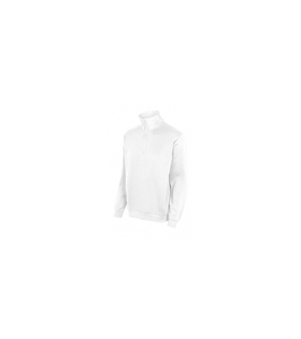 SUDADERA CON MEDIA CREMALLERA BLANCA T/XL