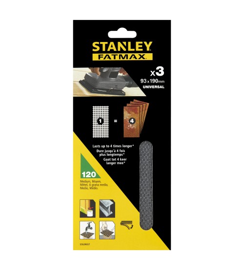 3 HOJAS DE LIJA DE MALLA 1/3 (93X190MM), CON VELCRO, GRANO 1