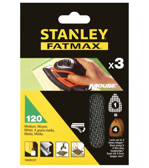 3 HOJAS DE LIJA DE MALLA PARA MOUSE, CON VELCRO. GRANO 120