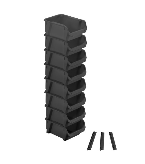 8 GAVETAS PEQUEÑAS STANLEY NEGRAS CON SOPORTE DE PARED