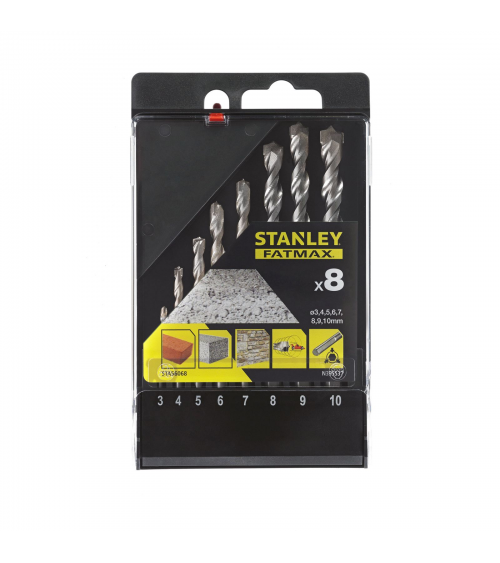 CASSETTE CON 8 BROCAS PARA PIEDRA CON VÁSTAGO DE 3 CARAS