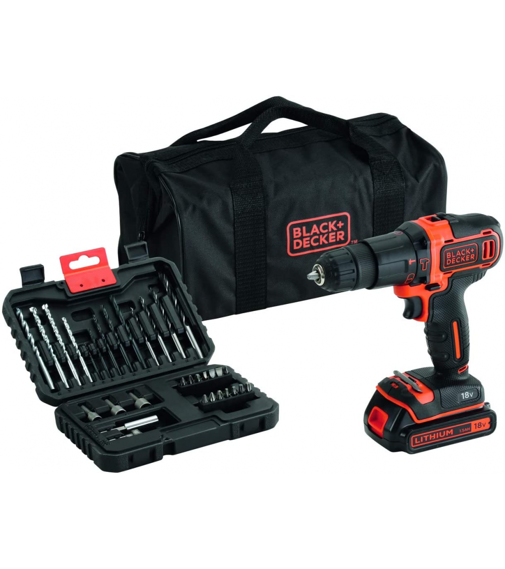 BLACK & DECKER BEH200-QS Taladro percutor compacto con cable de 500 W en  cartón